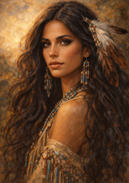 Sticker Sheet / Greeting Card – Native American Woman Portrait Full Cat. No. 9274