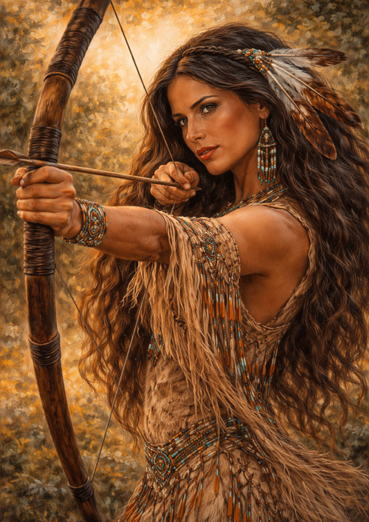 Sticker Sheet / Greeting Card – Native American Woman Archer Full Cat. No. 9277