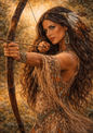 Sticker Sheet / Greeting Card – Native American Woman Archer Full Cat. No. 9277