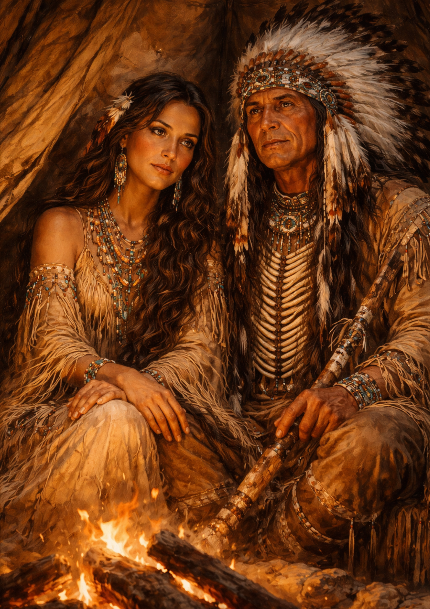 Sticker Sheet / Greeting Card – Native American Couple Full Cat. No. 9213