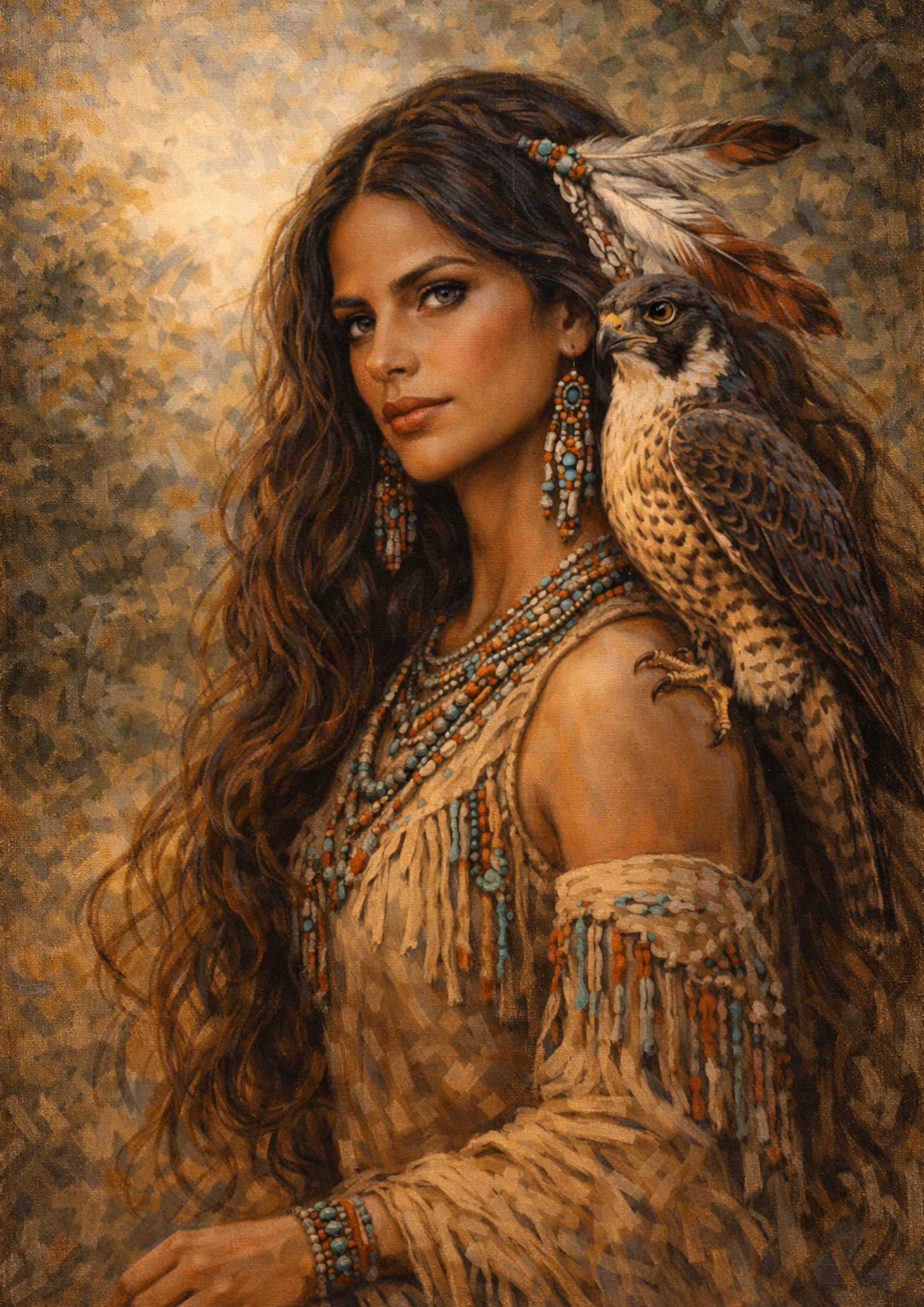 Sticker Sheet / Greeting Card – Native American Woman with Majestic Bird Full Cat. No. 9214