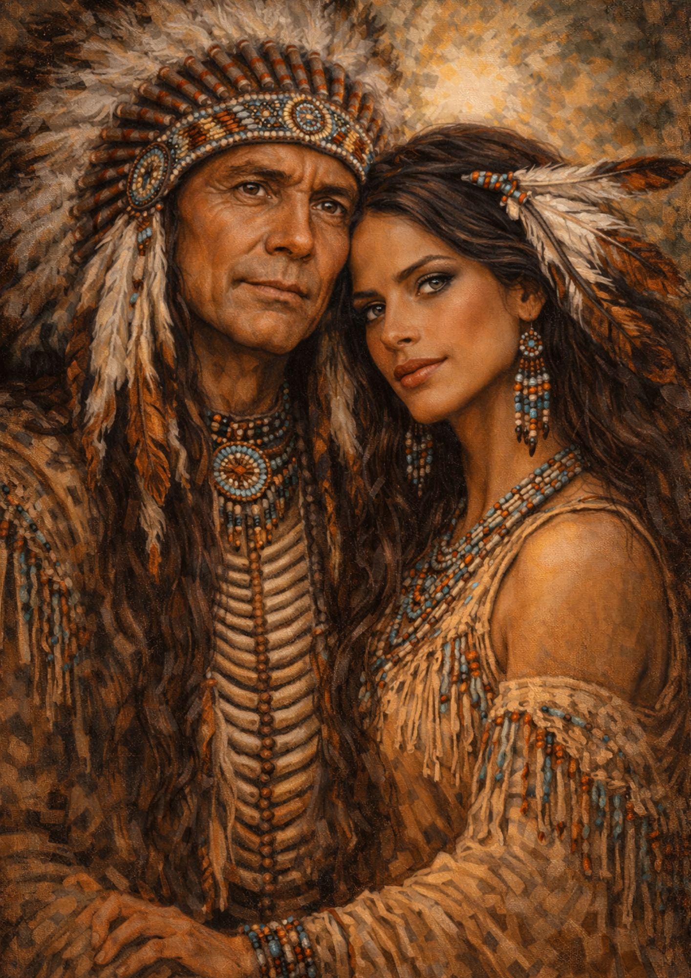 Sticker Sheet / Greeting Card – Native American Couple Full Cat. No. 9215