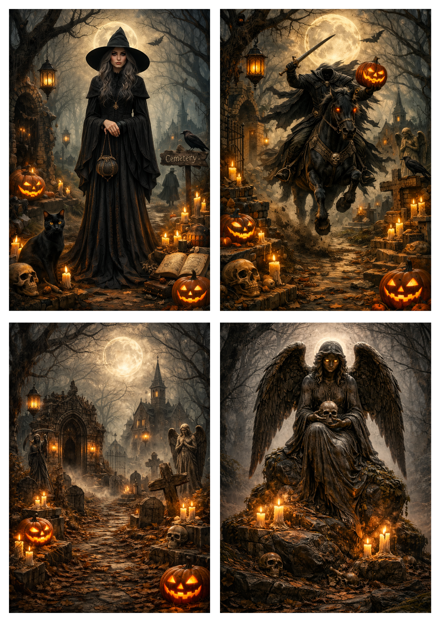 Sticker Sheet / Greeting Card – Halloween Cemetery Scenes Full Cat. No. 9226