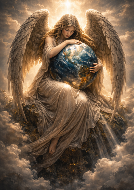 Sticker Sheet / Greeting Card – Angel Holding The Earth Full Cat. No. 9227