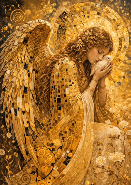 Sticker Sheet / Greeting Card – Contenplative Angel in Klimt Style Full Cat. No. 9230