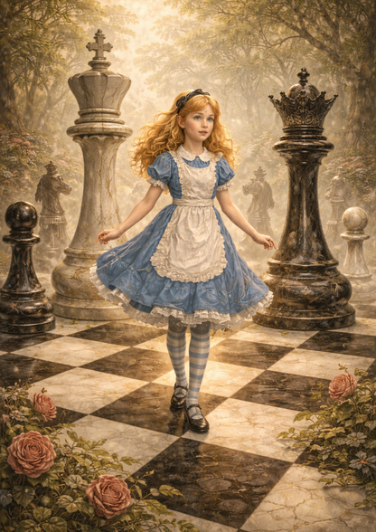Sticker Sheet / Greeting Card – Alice on Chessboard Full Cat. No. 9239