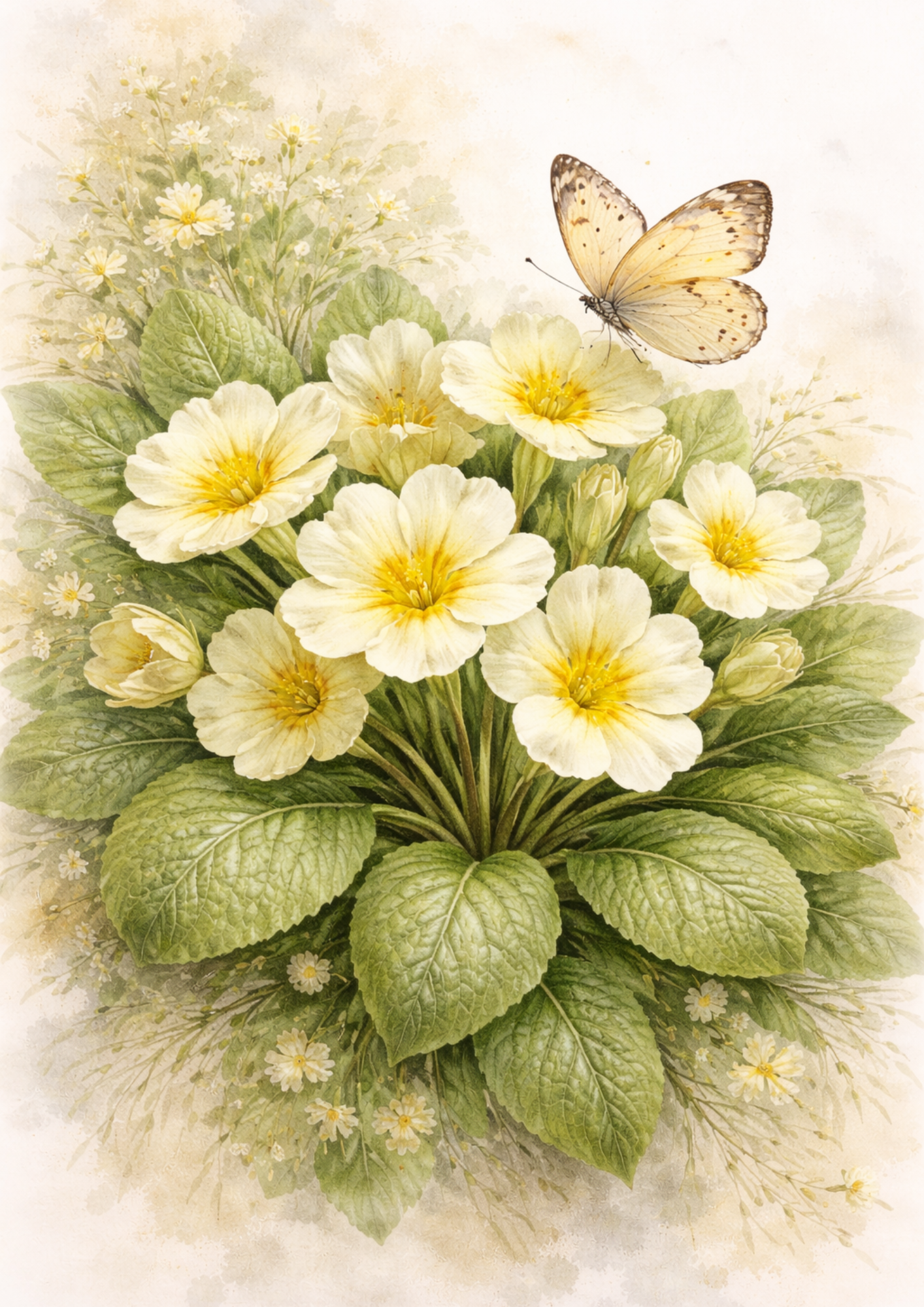 Sticker Sheet / Greeting Card – Butterfly on Spring Flowers Full Cat. No. 9241