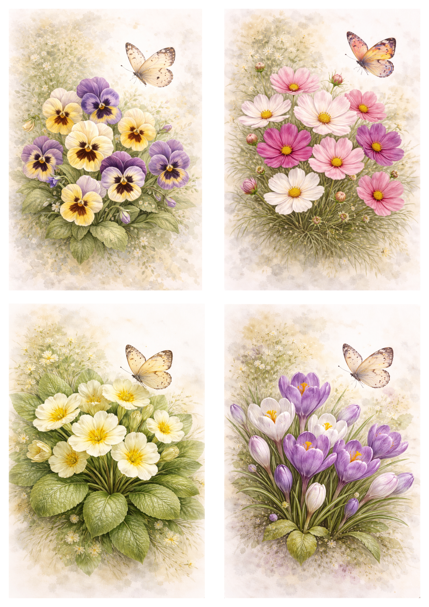 Sticker Sheet / Greeting Card – Spring Flowers Collage Cat. No. 9247