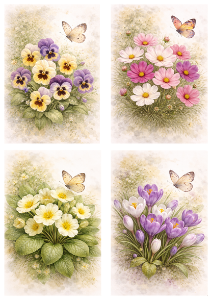 Sticker Sheet / Greeting Card – Spring Flowers Collage Cat. No. 9247