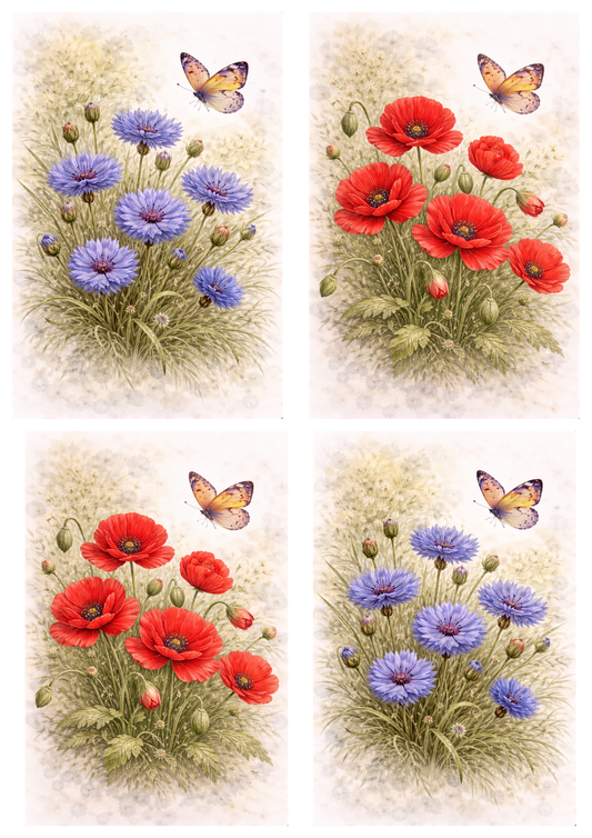 Sticker Sheet / Greeting Card – Spring Flowers Collage Cat. No. 9248