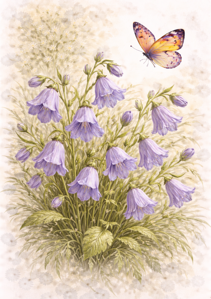 Sticker Sheet / Greeting Card – Forest Bluebell Flowers Full Cat. No. 9250
