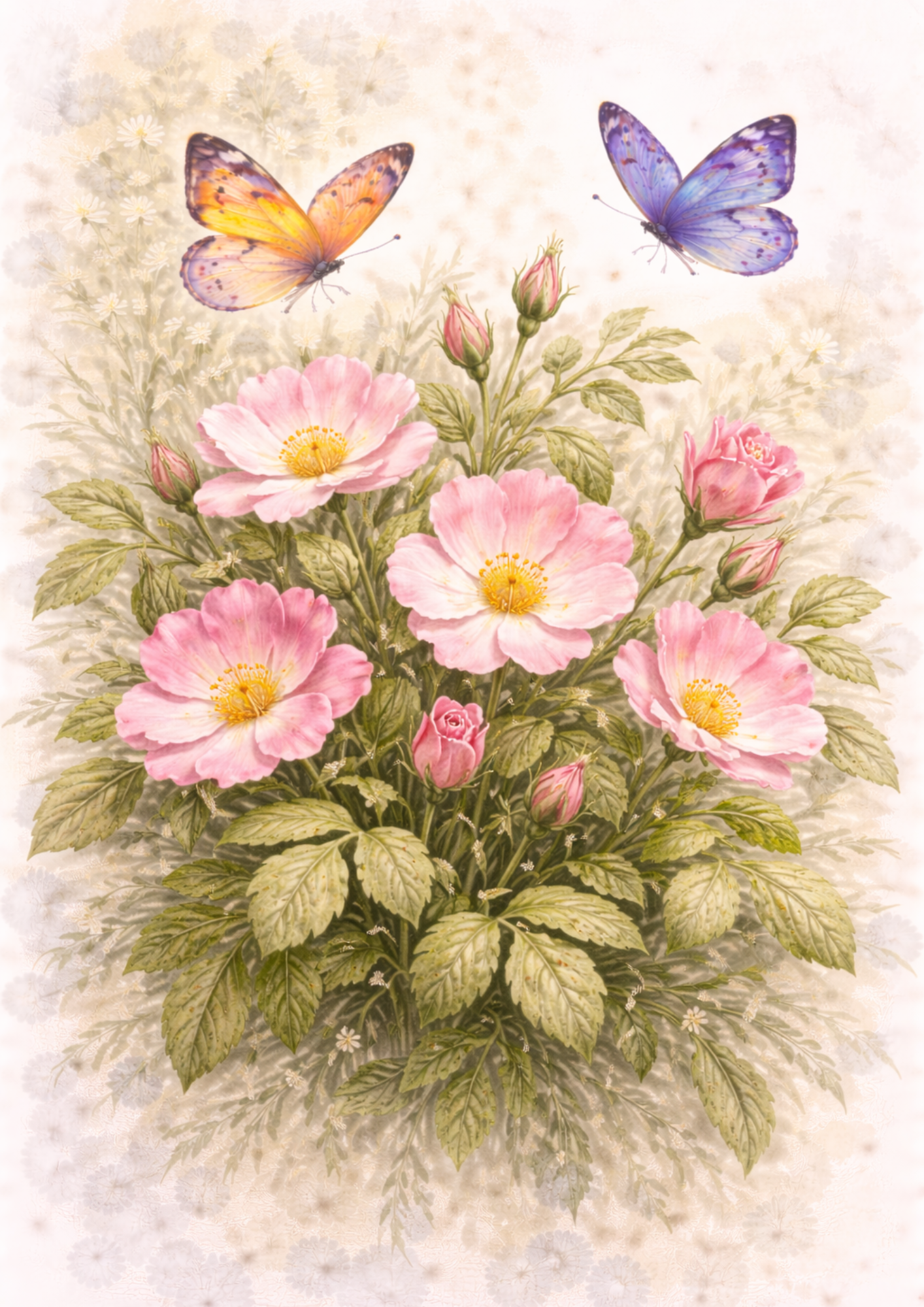 Sticker Sheet / Greeting Card – Wild Rose Flowers Full Cat. No. 9251