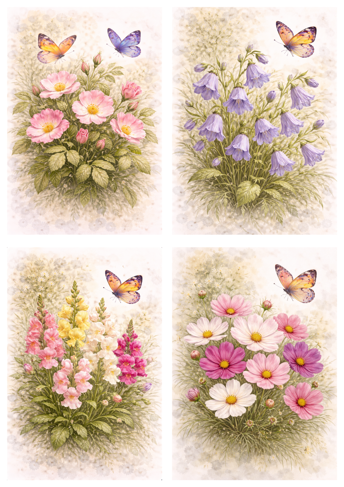 Sticker Sheet / Greeting Card – Summer Flowers Collage Cat. No. 9252