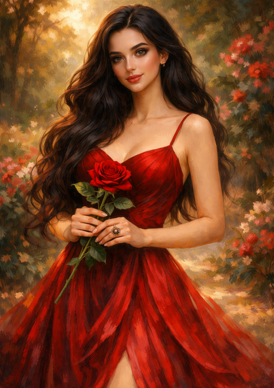Sticker Sheet / Greeting Card – Woman in Red Dress Full Cat. No. 9260