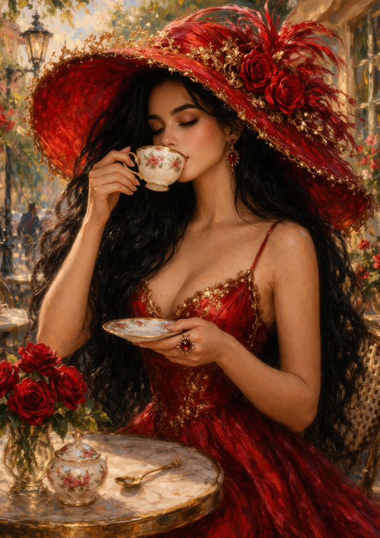 Sticker Sheet / Greeting Card – Beautiful Woman in Red Dress Full Cat. No. 9264