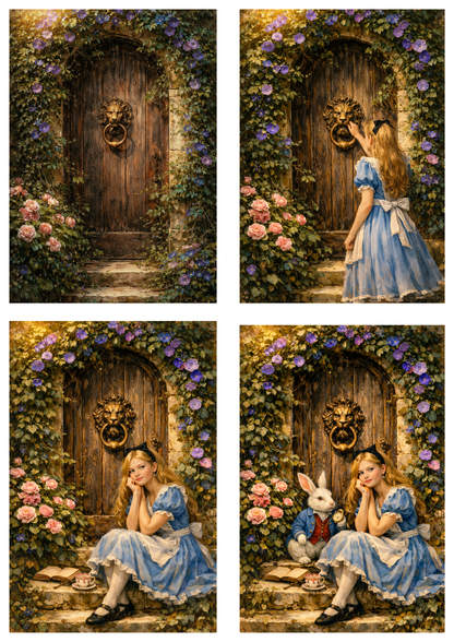 Sticker Sheet / Greeting Card – Alice & Secret Garden Collage Cat. No. 9270