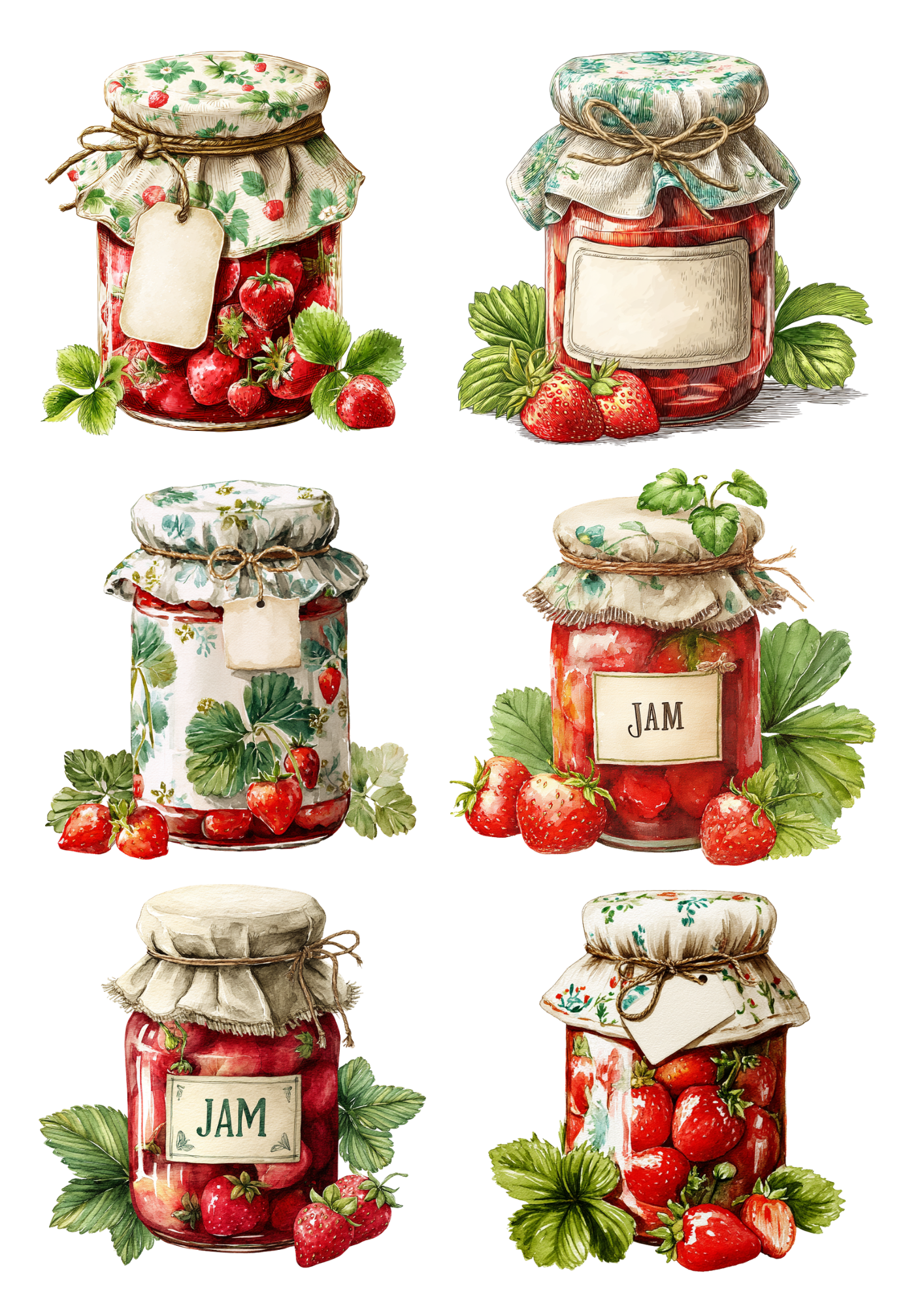 Sticker Sheet / Greeting Card – Strawberry Jam Collage Cat. No. 9278
