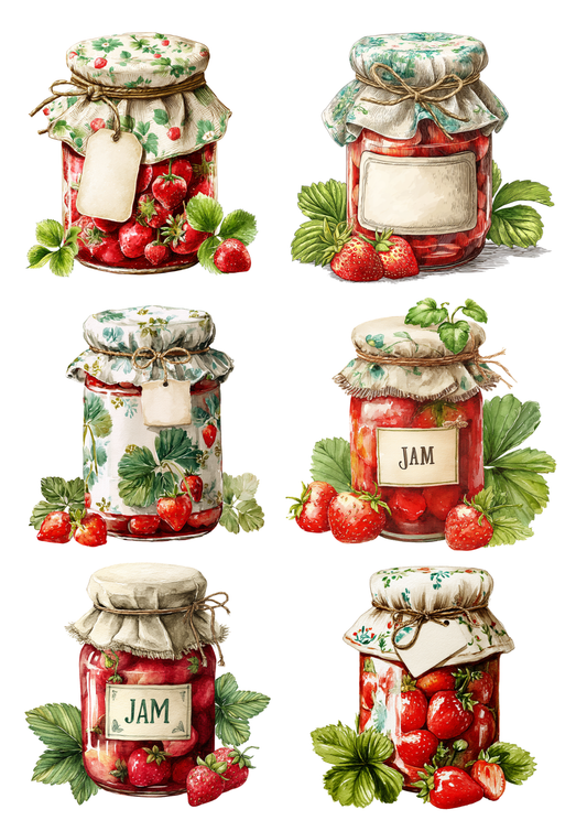 Sticker Sheet / Greeting Card – Strawberry Jam Collage Cat. No. 9278