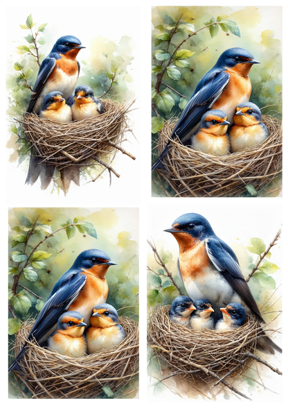 Sticker Sheet / Greeting Card – Spring Birds Nest Collage Cat. No. 9284