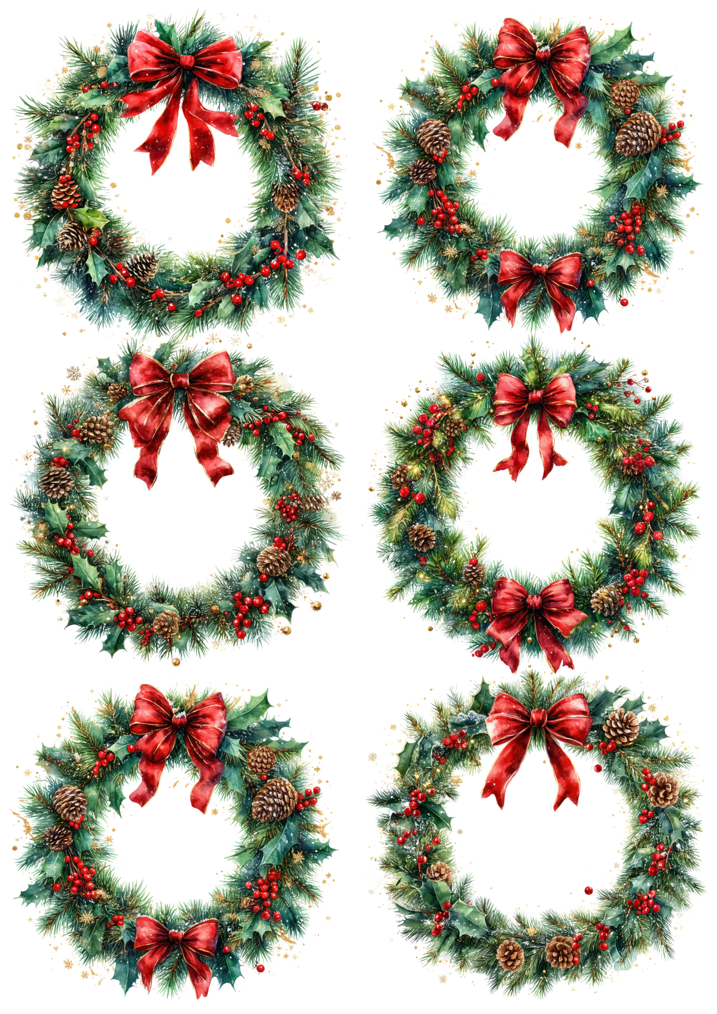 Sticker Sheet / Greeting Card – Decorative Christmas Wreath Collage Cat. No. 9289
