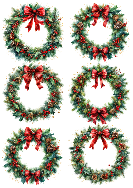 Sticker Sheet / Greeting Card – Decorative Christmas Wreath Collage Cat. No. 9289