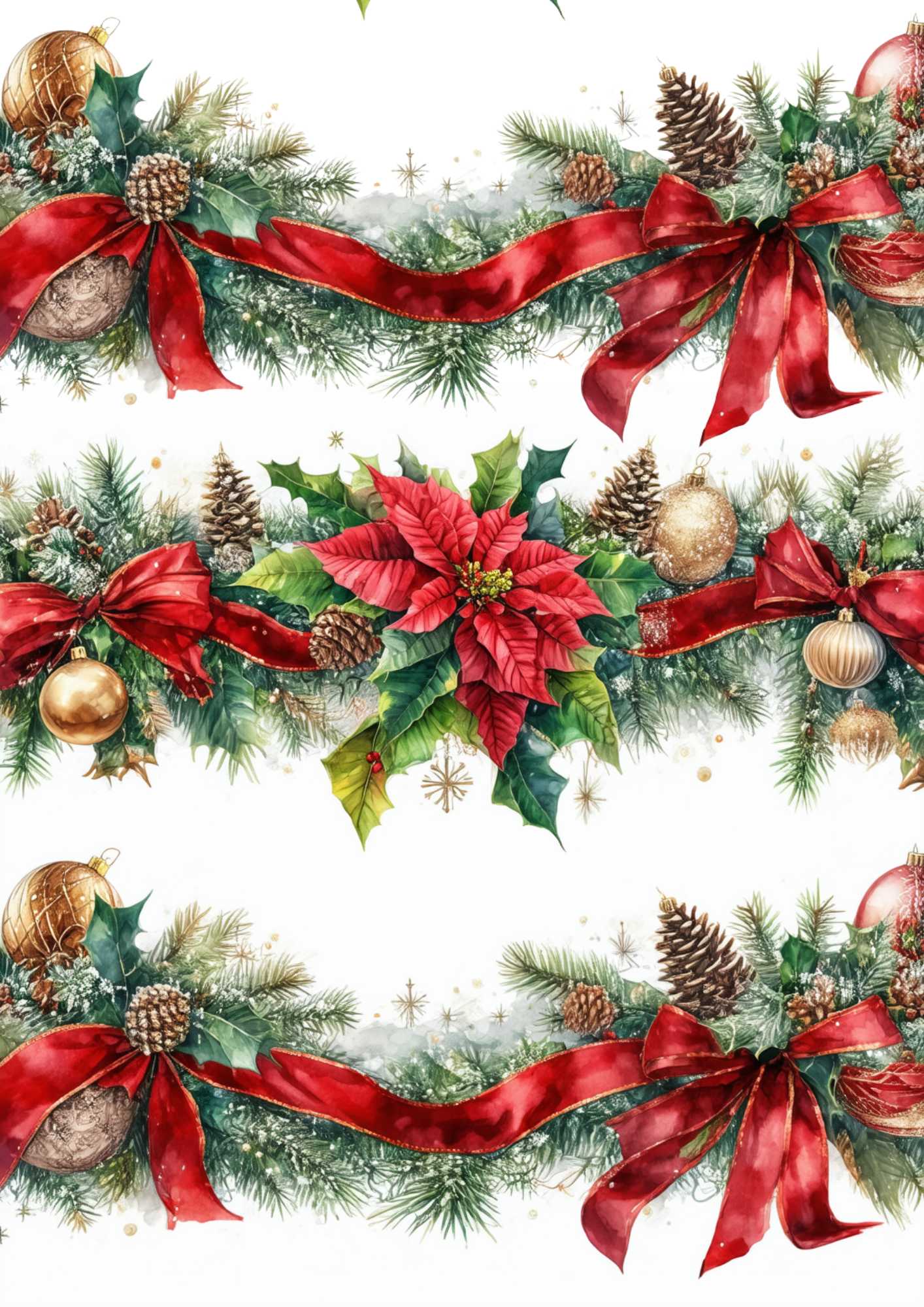Sticker Sheet / Greeting Card – Green Christmas Garland Collage Cat. No. 9293