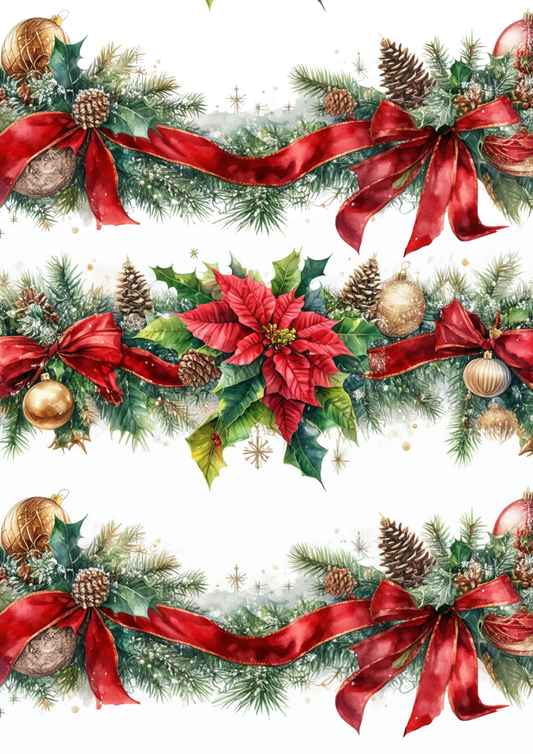 Sticker Sheet / Greeting Card – Green Christmas Garland Collage Cat. No. 9293