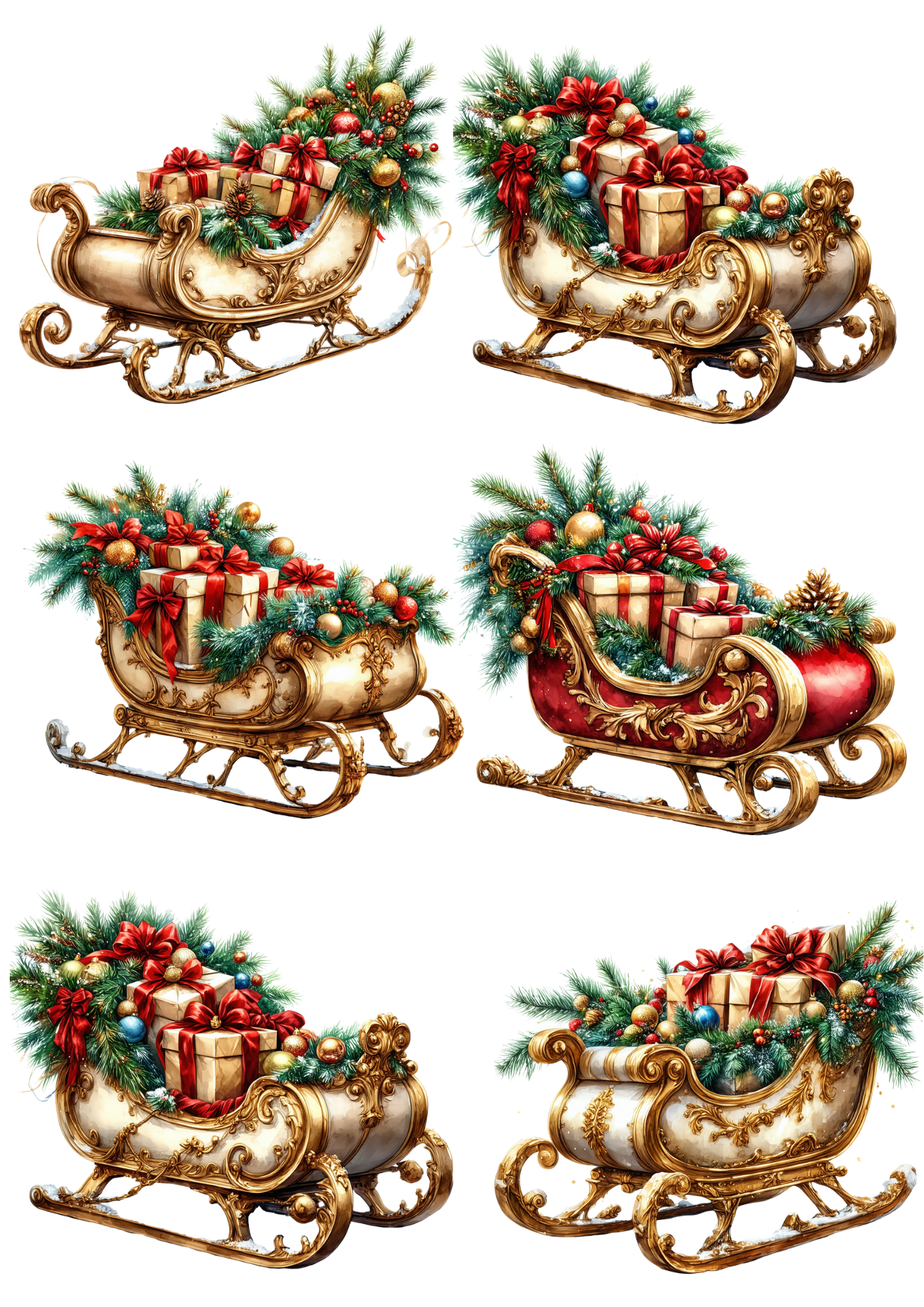Sticker Sheet / Greeting Card – Santa's Sleigh Collage Cat. No. 9295