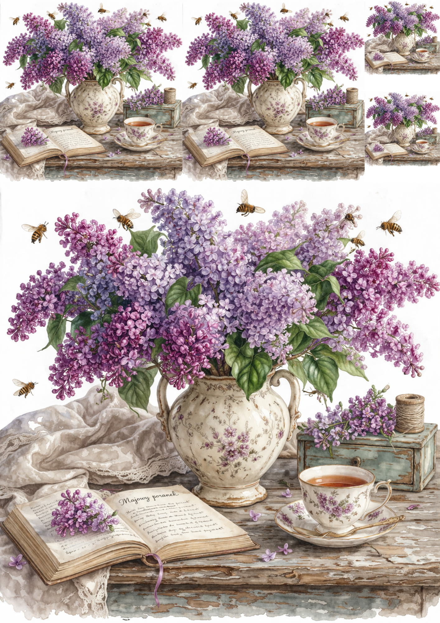 Sticker Sheet / Greeting Card – Lilac in Vase Collage Cat. No. 9299