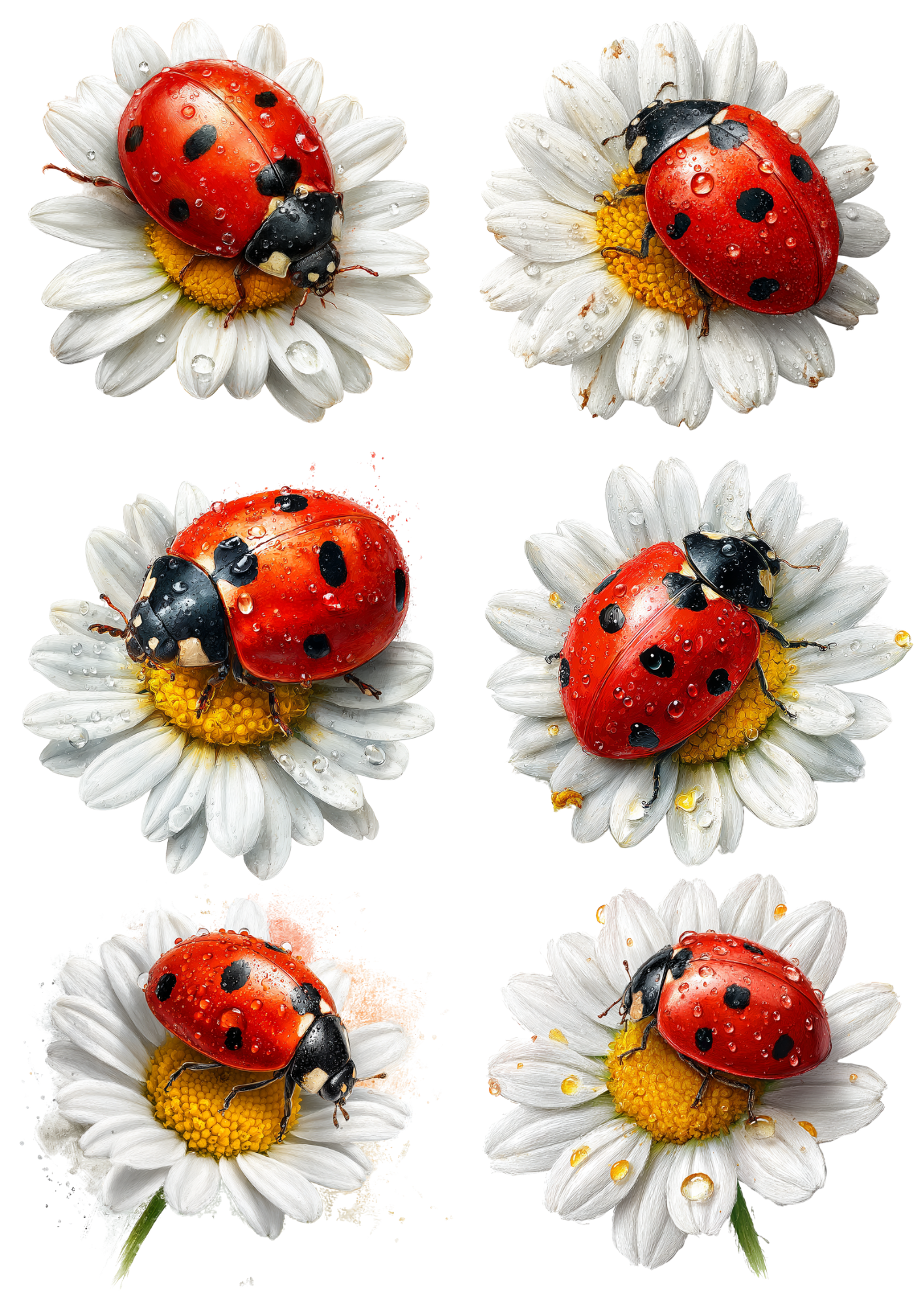 Sticker Sheet / Greeting Card – Ladybird on Daisy Collage Cat. No. 9309