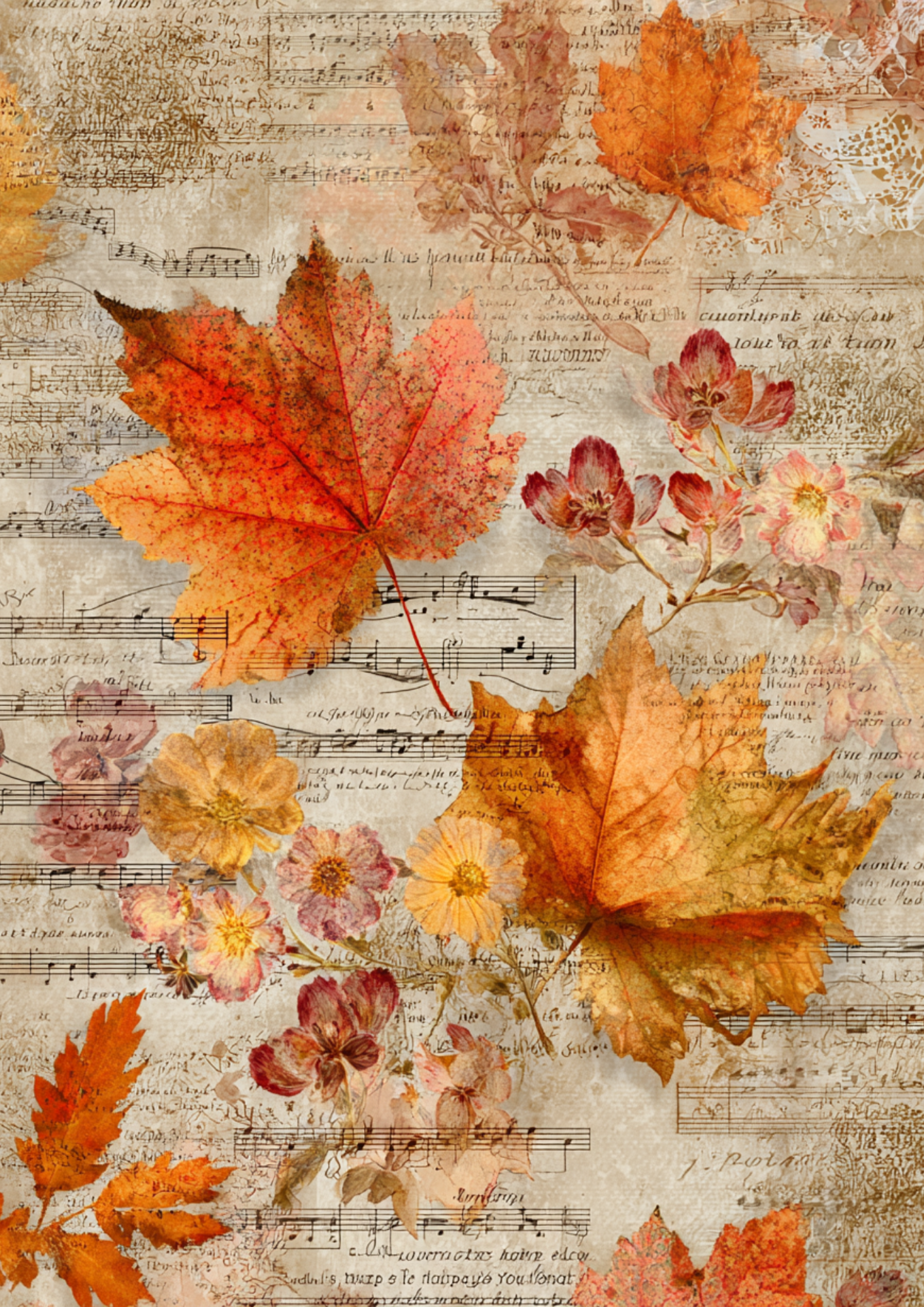 Sticker Sheet / Greeting Card – Autumn Leaves Journaling Page Collage Cat. No. 9311