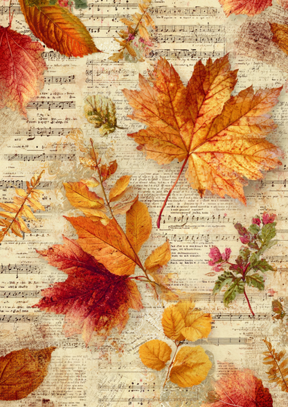Sticker Sheet / Greeting Card – Autumn Leaves Journaling Page Collage Cat. No. 9312