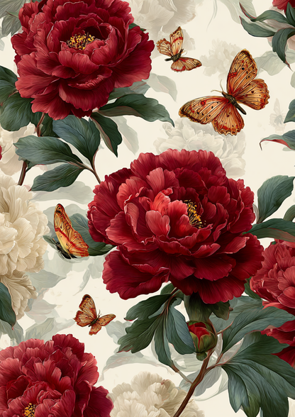 Sticker Sheet / Greeting Card – Burgundy Peony Background Page Collage Cat. No. 9315