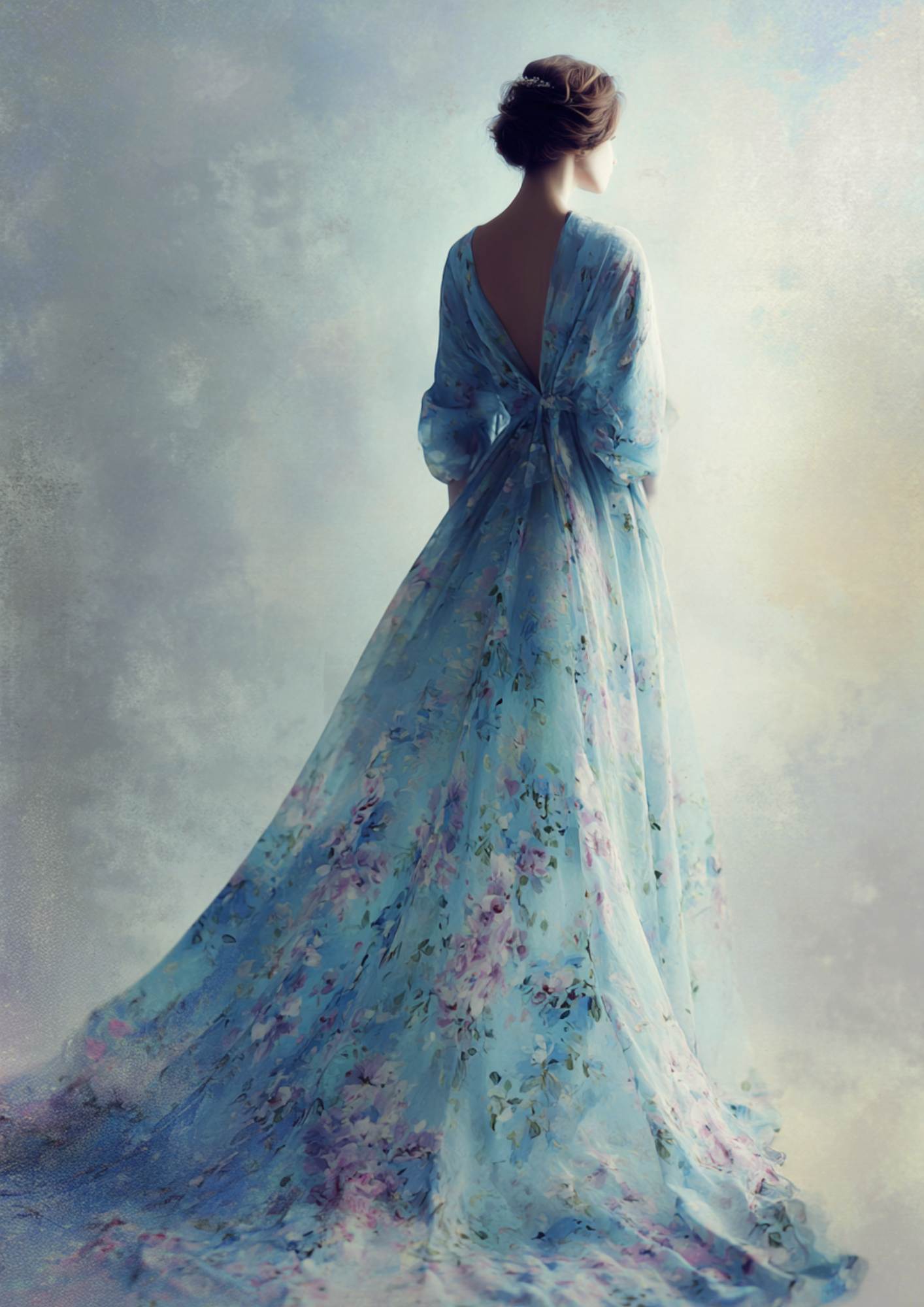 Sticker Sheet / Greeting Card – Beautiful Woman in Blue Dress Cat. No. 9317