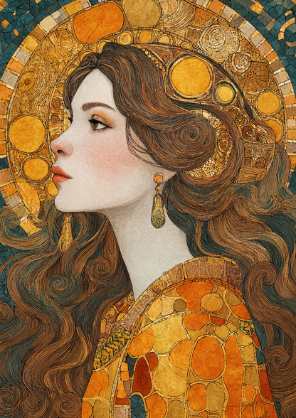 Sticker Sheet / Greeting Card – Woman Profile in Klimt Style Full Cat. No. 9319