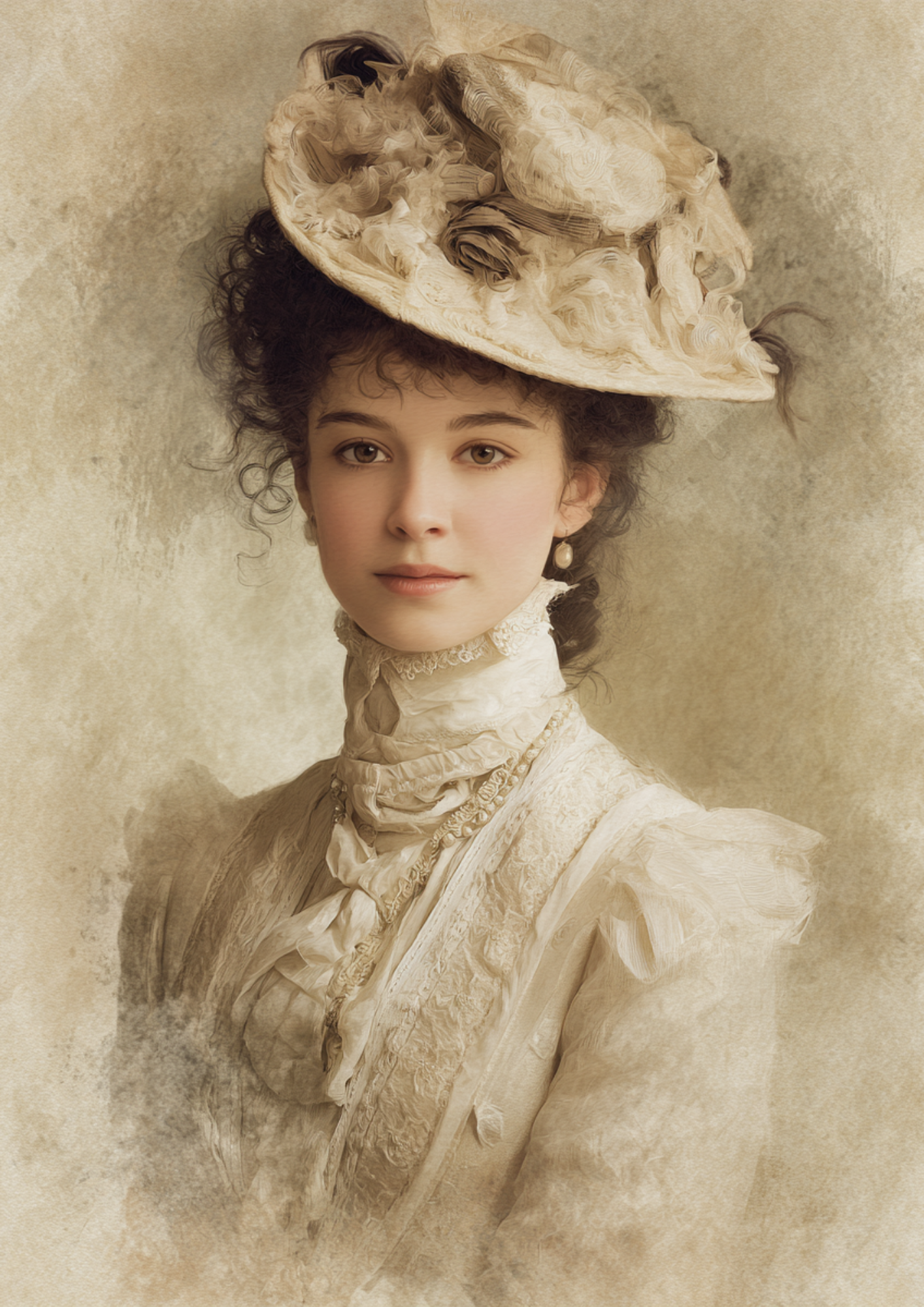 Sticker Sheet / Greeting Card – Victorian Woman Portrait in Sepia Full Cat. No. 9321