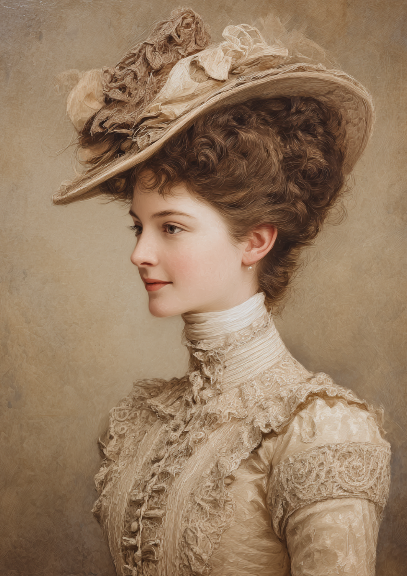 Sticker Sheet / Greeting Card – Victorian Woman Portrait in Sepia Full Cat. No. 9322
