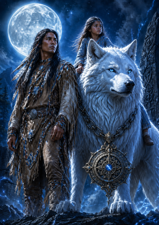 Sticker Sheet / Greeting Card – Wild Soul - Native Family & Wolf Full Cat. No.9341