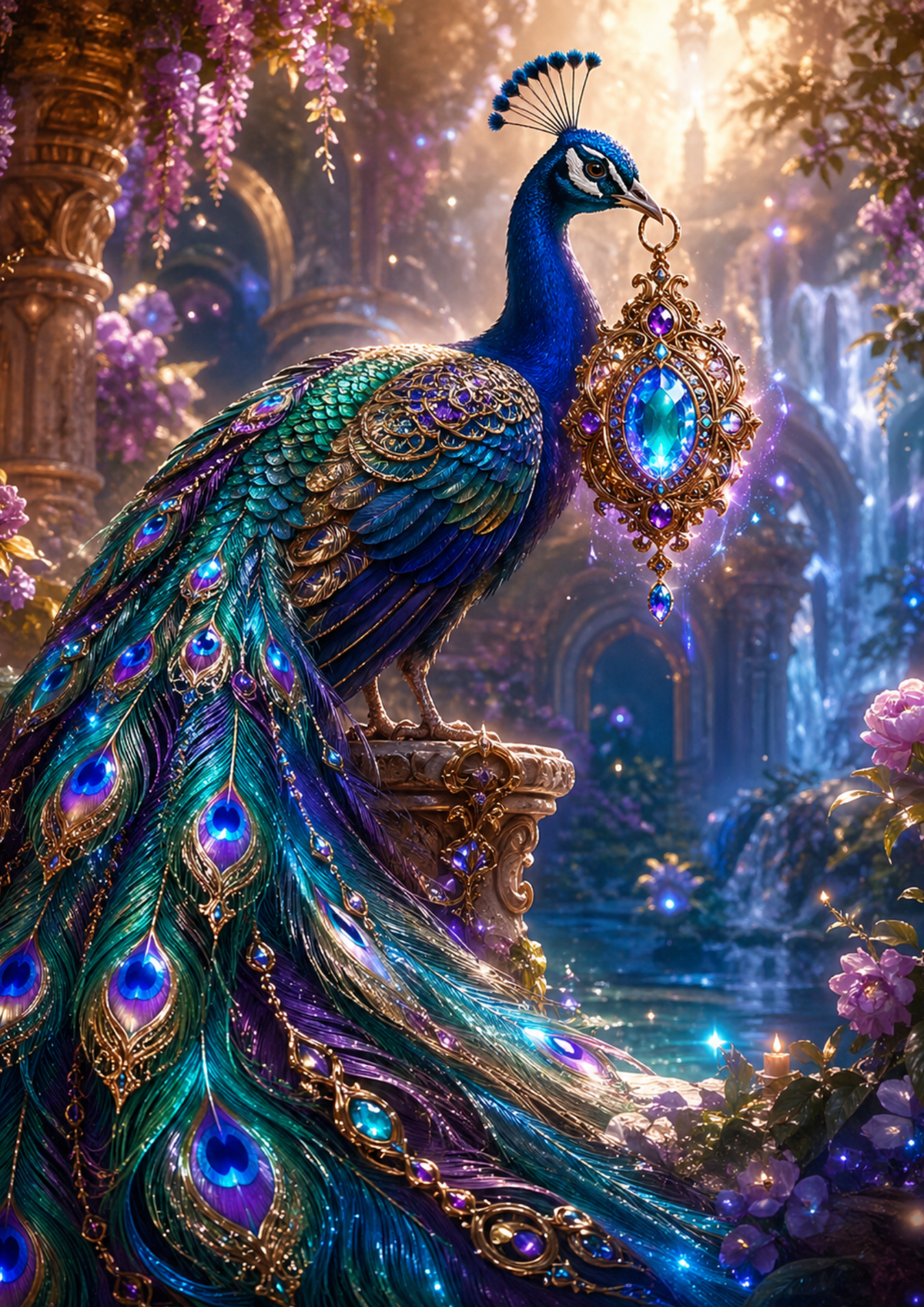Sticker Sheet / Greeting Card – Gothic Peacock & Talisman Full Cat. No. 9358