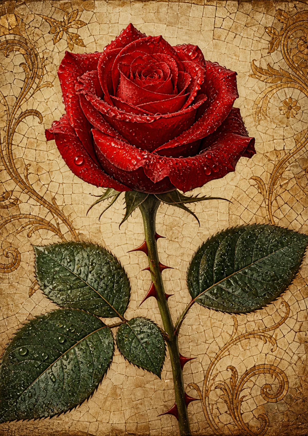 Sticker Sheet / Greeting Card – Romantic Red Rose Full Cat. No. 9362