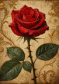 Sticker Sheet / Greeting Card – Romantic Red Rose Full Cat. No. 9362
