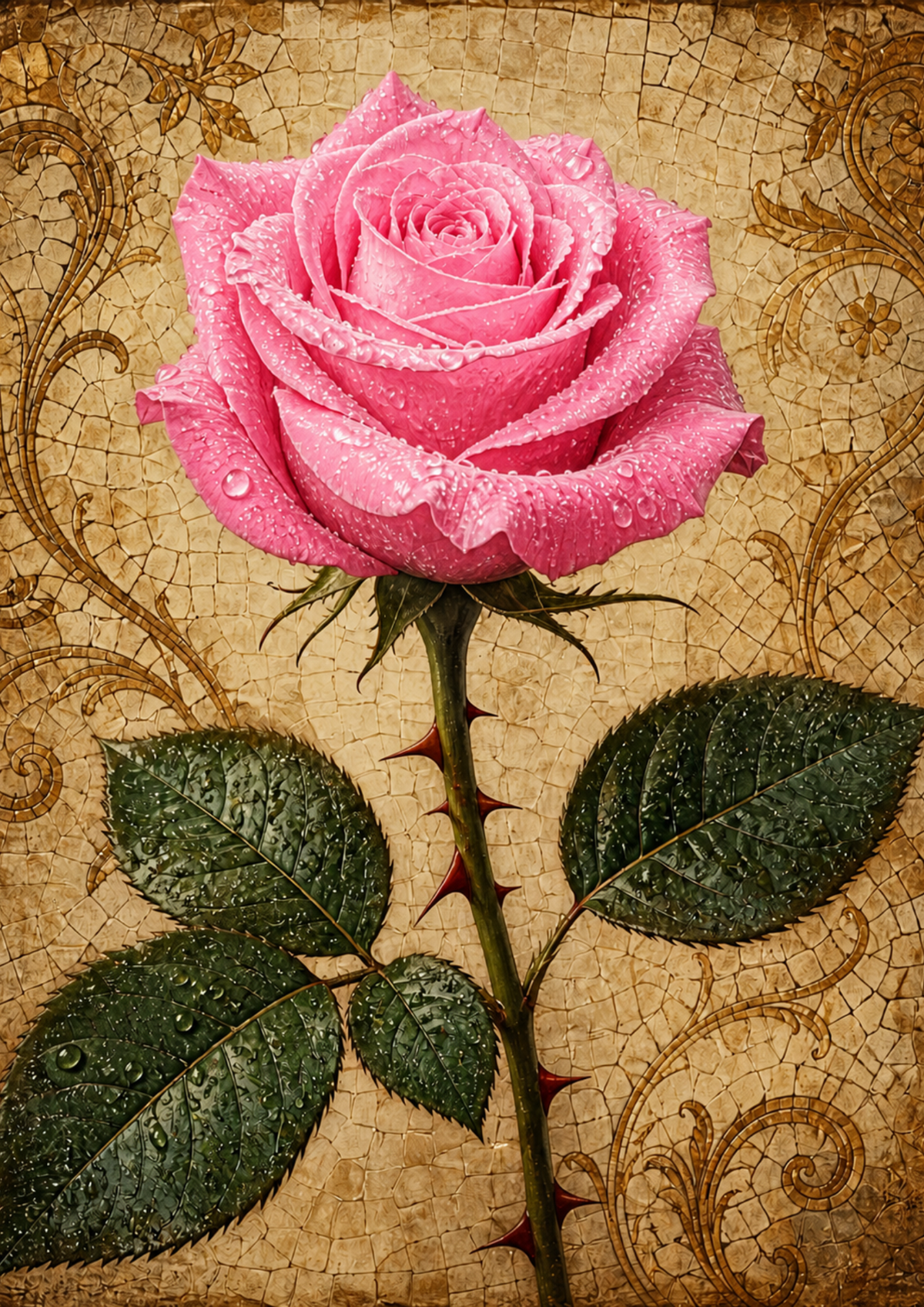 Sticker Sheet / Greeting Card – Romantic Pink Rose Full Cat. No. 9363