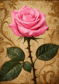 Sticker Sheet / Greeting Card – Romantic Pink Rose Full Cat. No. 9363