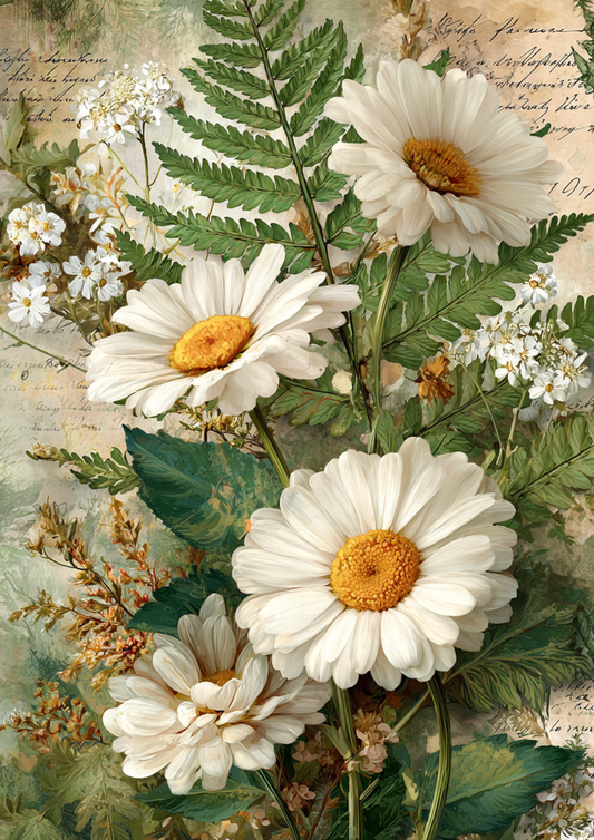 Sticker Sheet / Greeting Card – Delicate Daisies and Forest Fern Full Cat. No. 9367