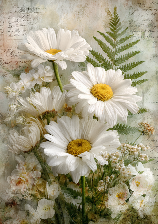 Sticker Sheet / Greeting Card – Sweet Daisies and Forest Fern Full Cat. No. 9368