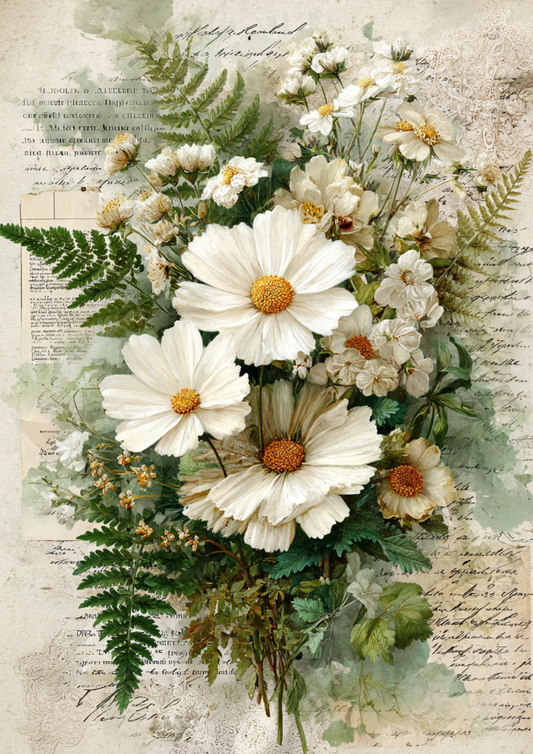 Sticker Sheet / Greeting Card – Daisies and Forest Fern Full Cat. No. 9369