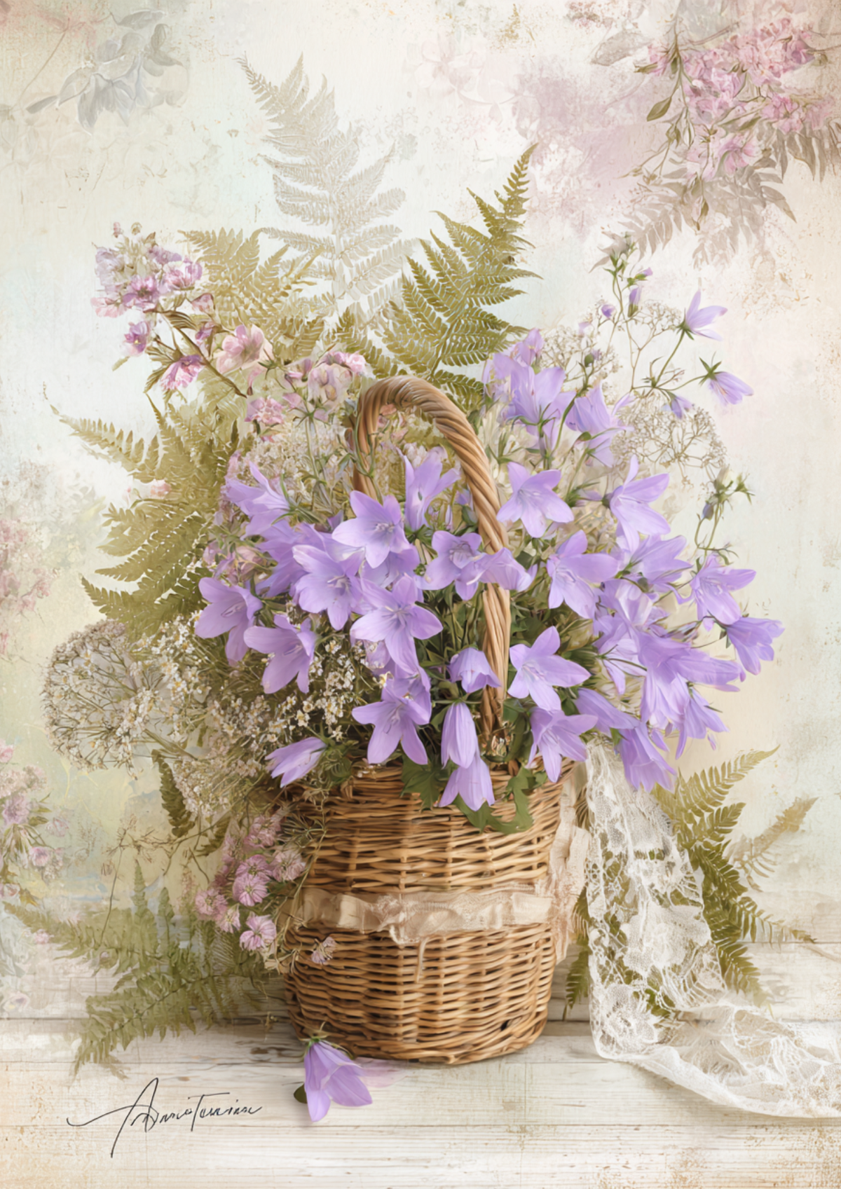 Sticker Sheet / Greeting Card – Purple Bells and Forest Fern Full Cat. No. 9371