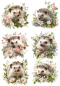 Sticker Sheet / Greeting Card – Spring Hedgehog Collage Cat. No. 9375