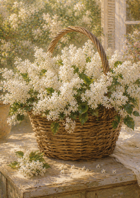 Sticker Sheet / Greeting Card – Basket of White Lilac Full Cat. No. 9379