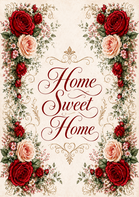 Sticker Sheet / Greeting Card – Red Roses Garlands Full Cat. No. 9386